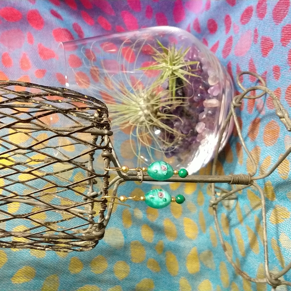 Gorgeous Artisan Glass Bead Earrings - Picture 1 of 2